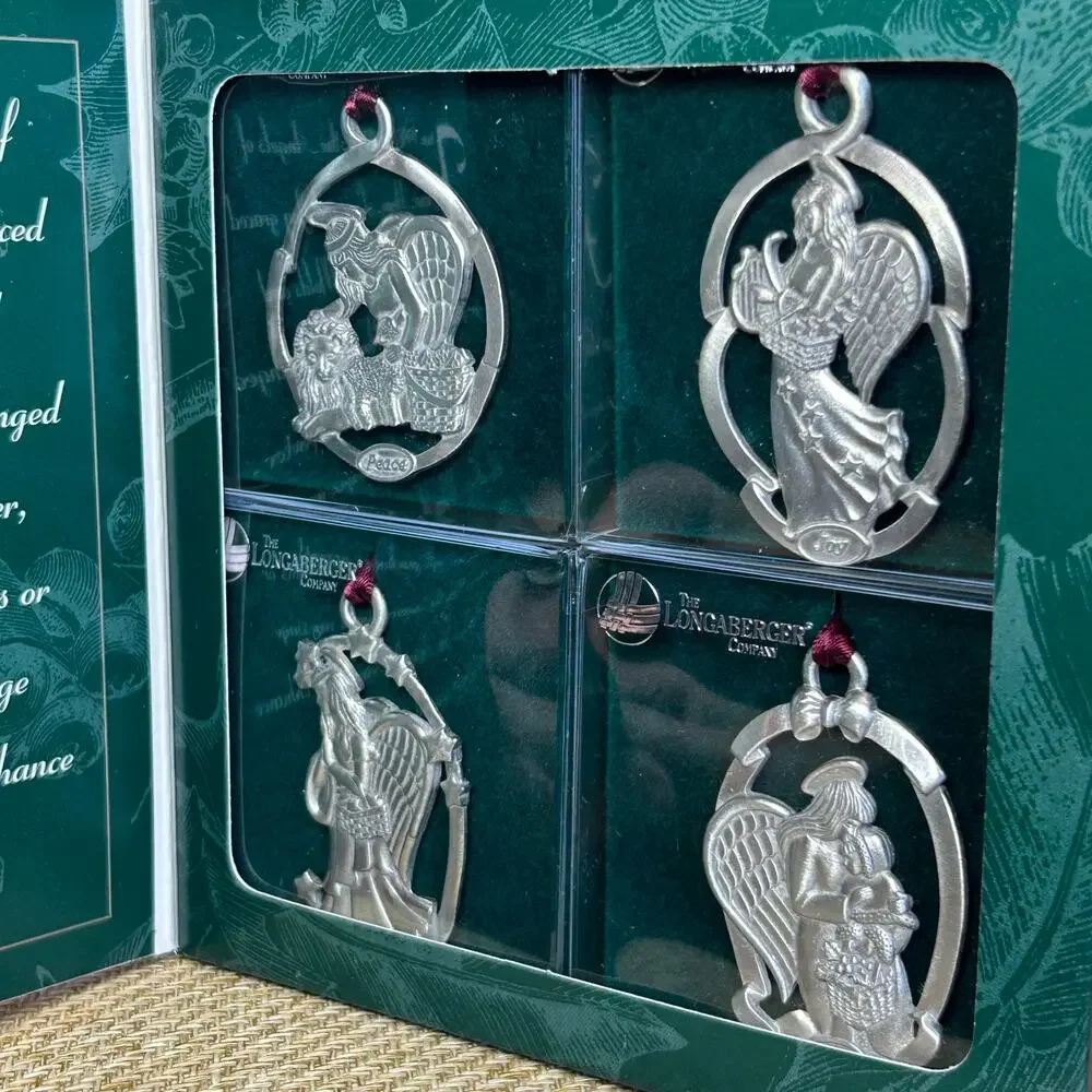 Longaberger Angel Ornaments Set of 4 1999 Boxed Peace Hope Love Joy 71757